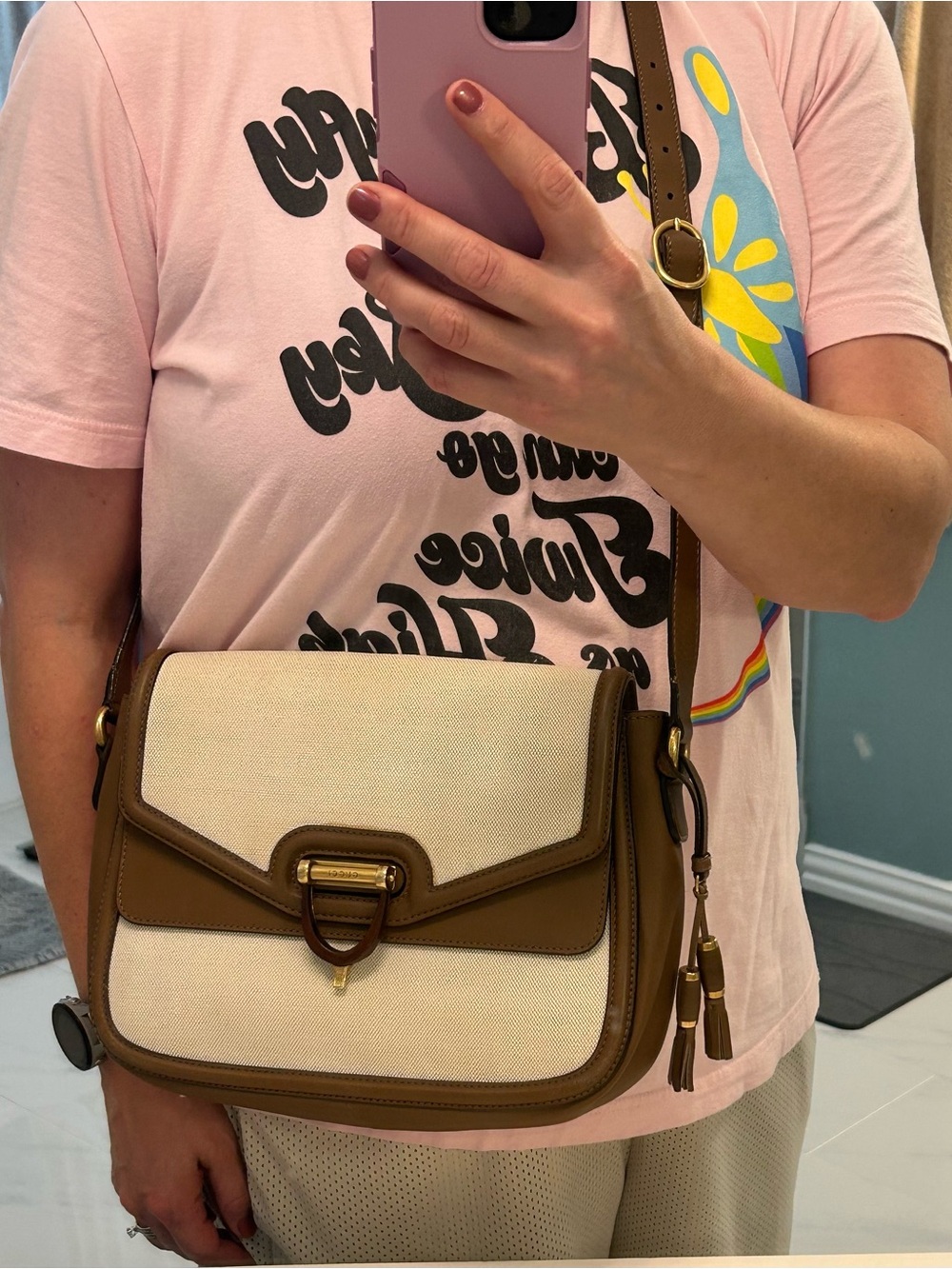 Gucci Derby Shoulder Bag in Cream Canvas and Brown Leather trim - Picture 17 of 17